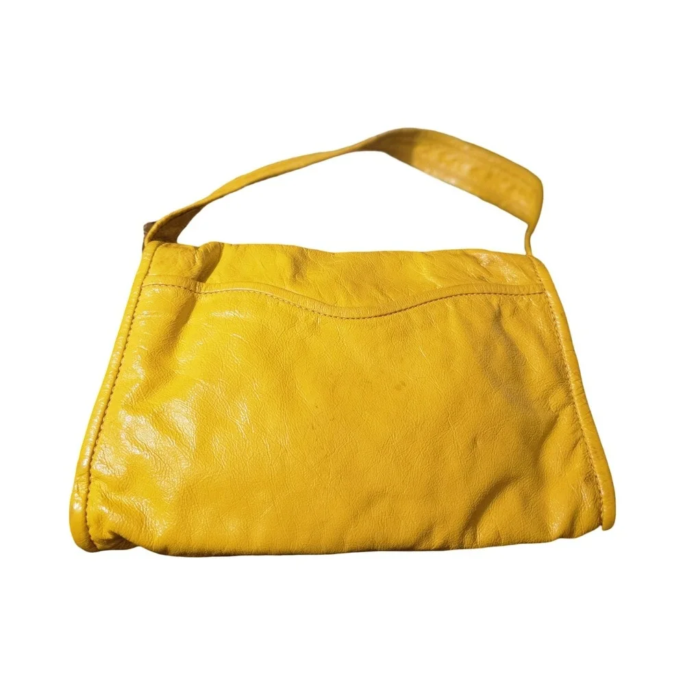 Marc by Marc Jacobs Yellow Pebbled Leather Turnlock Shoulder Bag Handbag